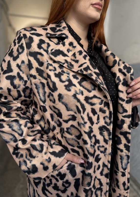 Λεοπάρ Παλτό Φοδραρισμένο Με Κουμπί