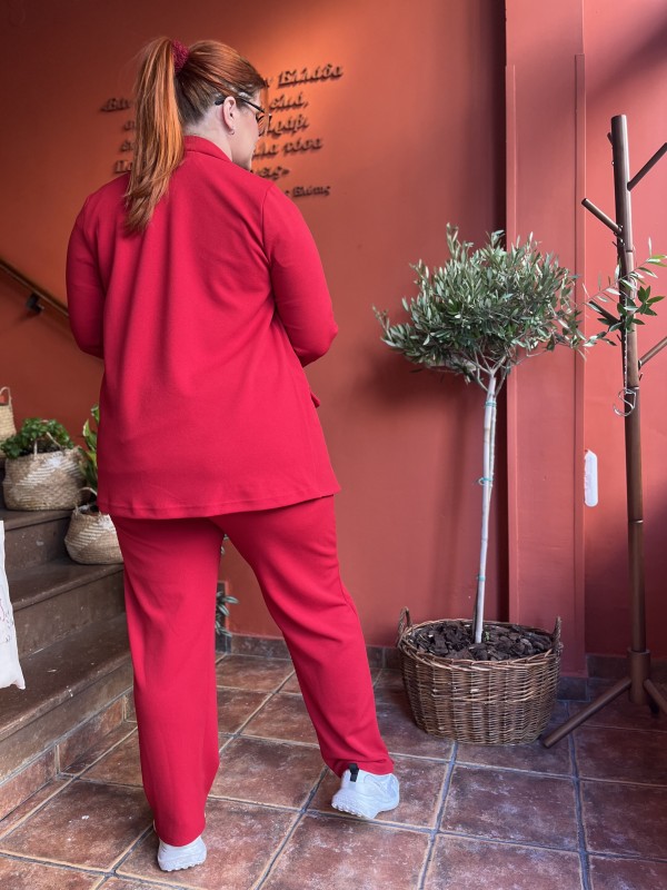 Παντελόνι Γραφείου Με Τσέπες Σε Υφασμα Κρέπ
